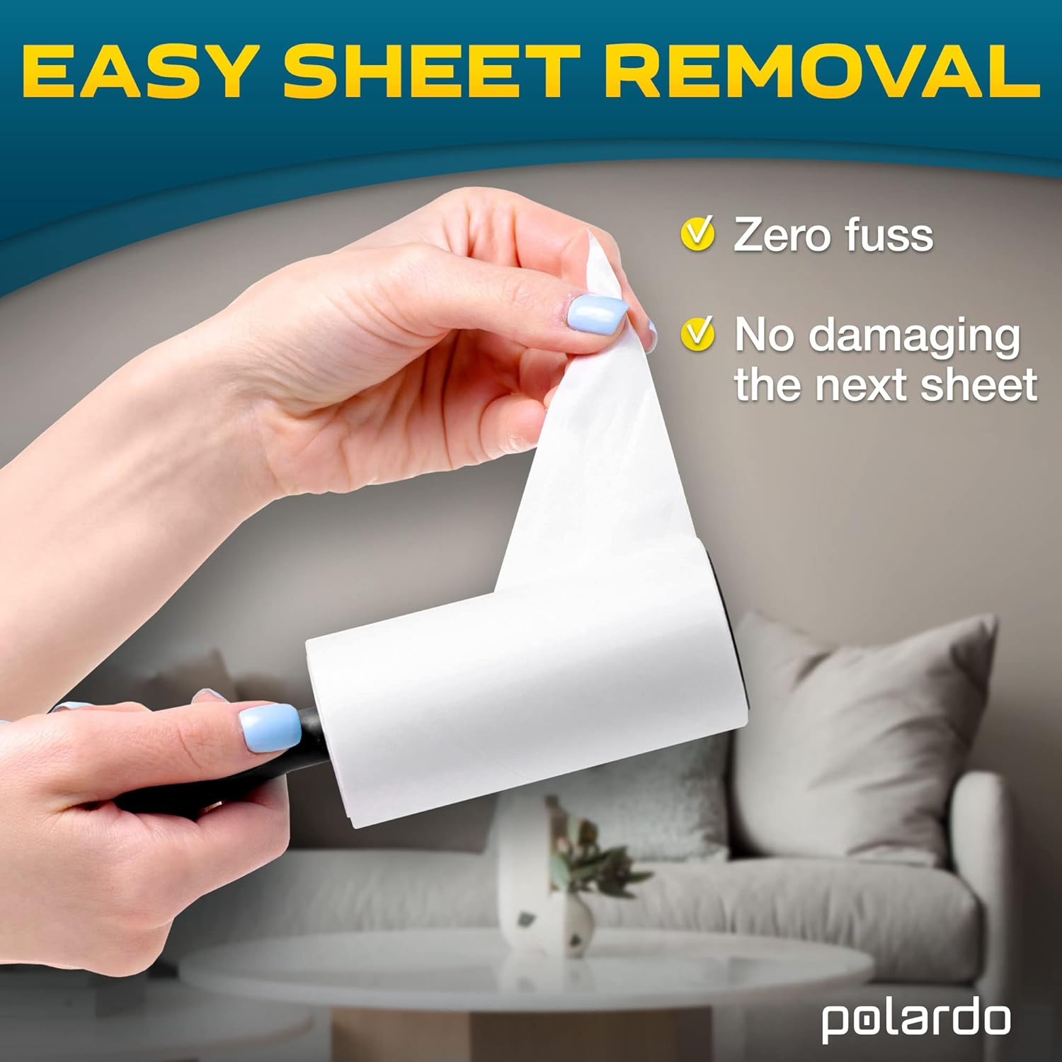 Lint Rollers for Pet Hair, White, Sticky Remover for Couch, Clothes