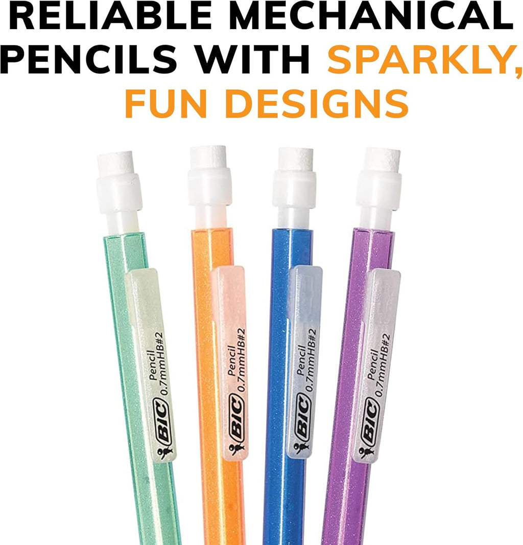BIC Xtra-Sparkle Number 2 Mechanical Pencils With Erasers, Medium Point