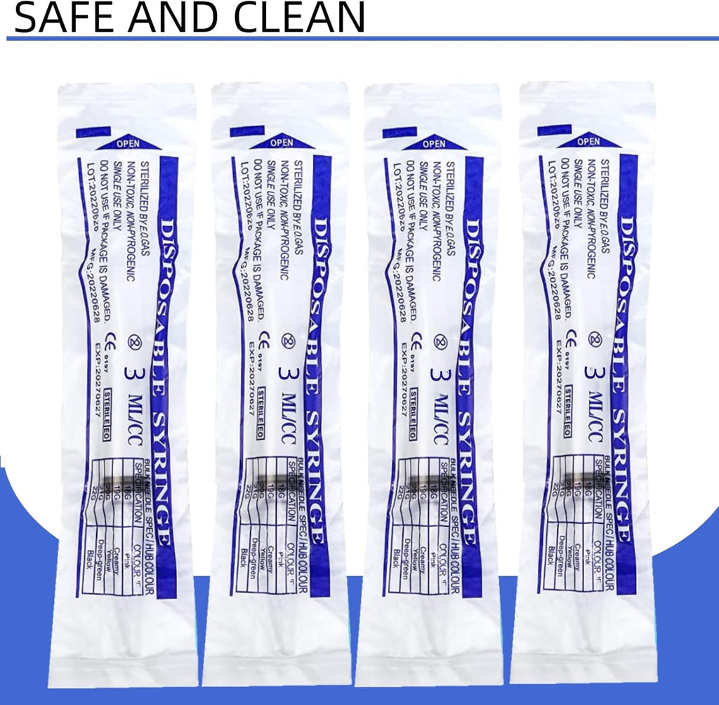100 Pack Disposable 3ml/cc Lab Syringes with 23Ga 1 Inch Needle Luer Lock