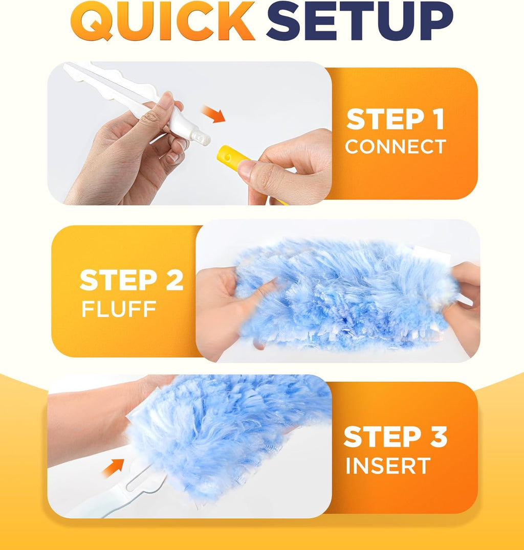 Heavy Duty Duster Refills for Swiffer Duster, 20 Count Duster Refills with 1 Handle, Multisurface 360å¡ Dusters with 4X Microfibers, Unscented Disposable Dusters for Cleaning