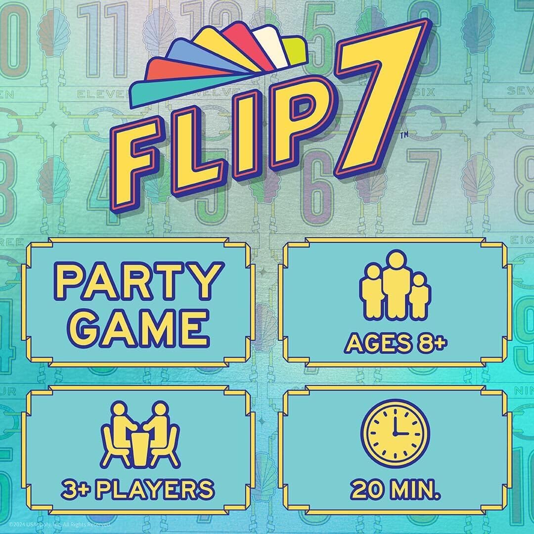 USAOPOLY Flip 7, The Ultimate Blend of Press Your Luck & Strategy, Fast-Paced