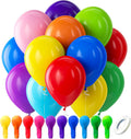 Bezente Assorted Rainbow Latex Balloons, 100 Pack 12 inch Round Helium Bright
