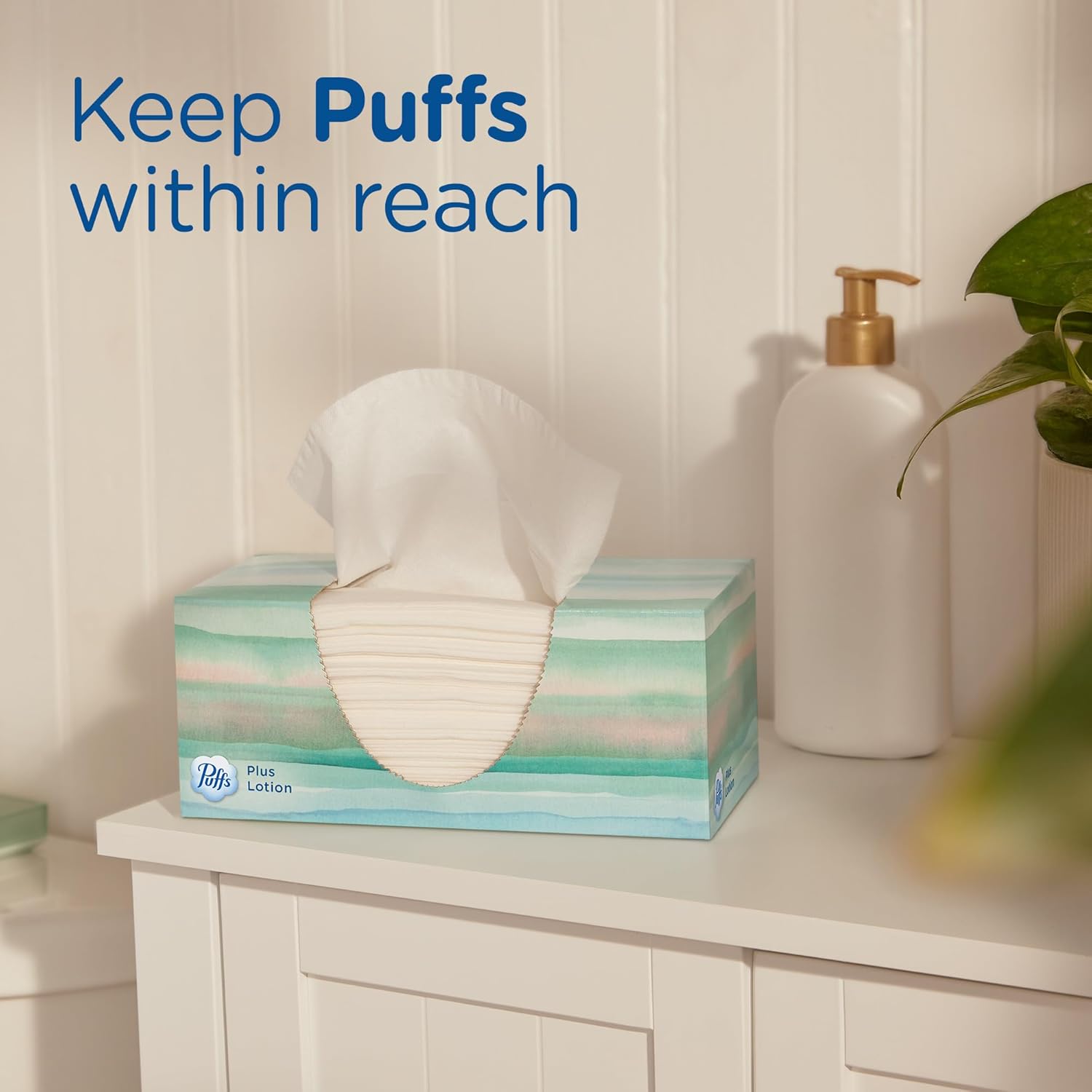 Puffs Plus Lotion Facial Tissues, 8 Family Boxes, 124 Facial Tissues per Box