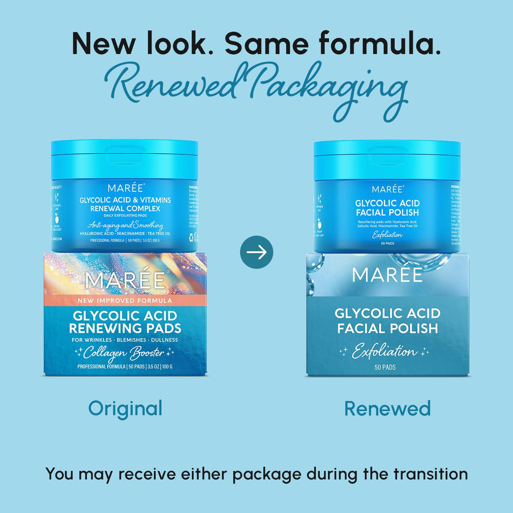 MAREE Glycolic Acid Pads - Toner Pads for Face Cleansing - Exfoliating Pad