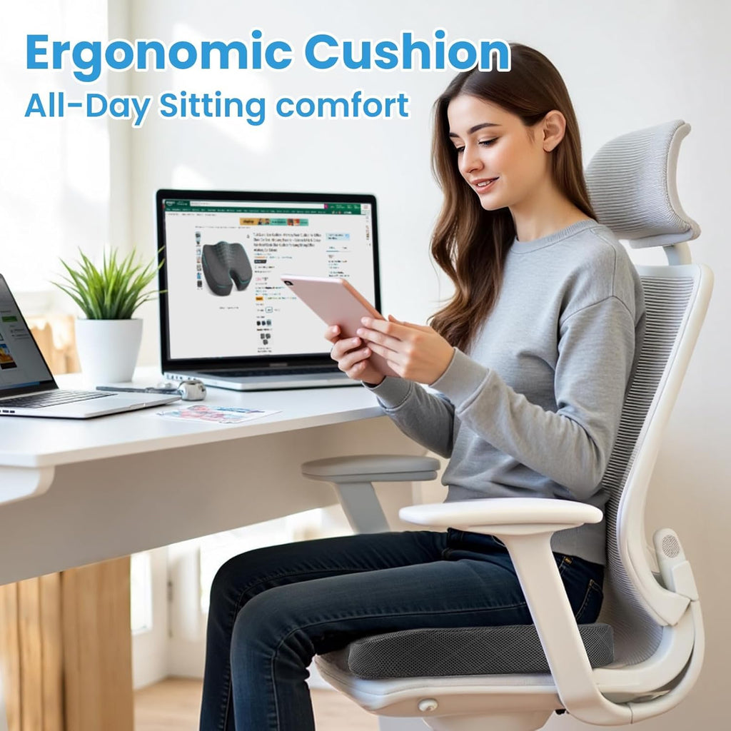 TushGuard Seat Cushion - Memory Foam Cushion for Office Chair, Car Seat