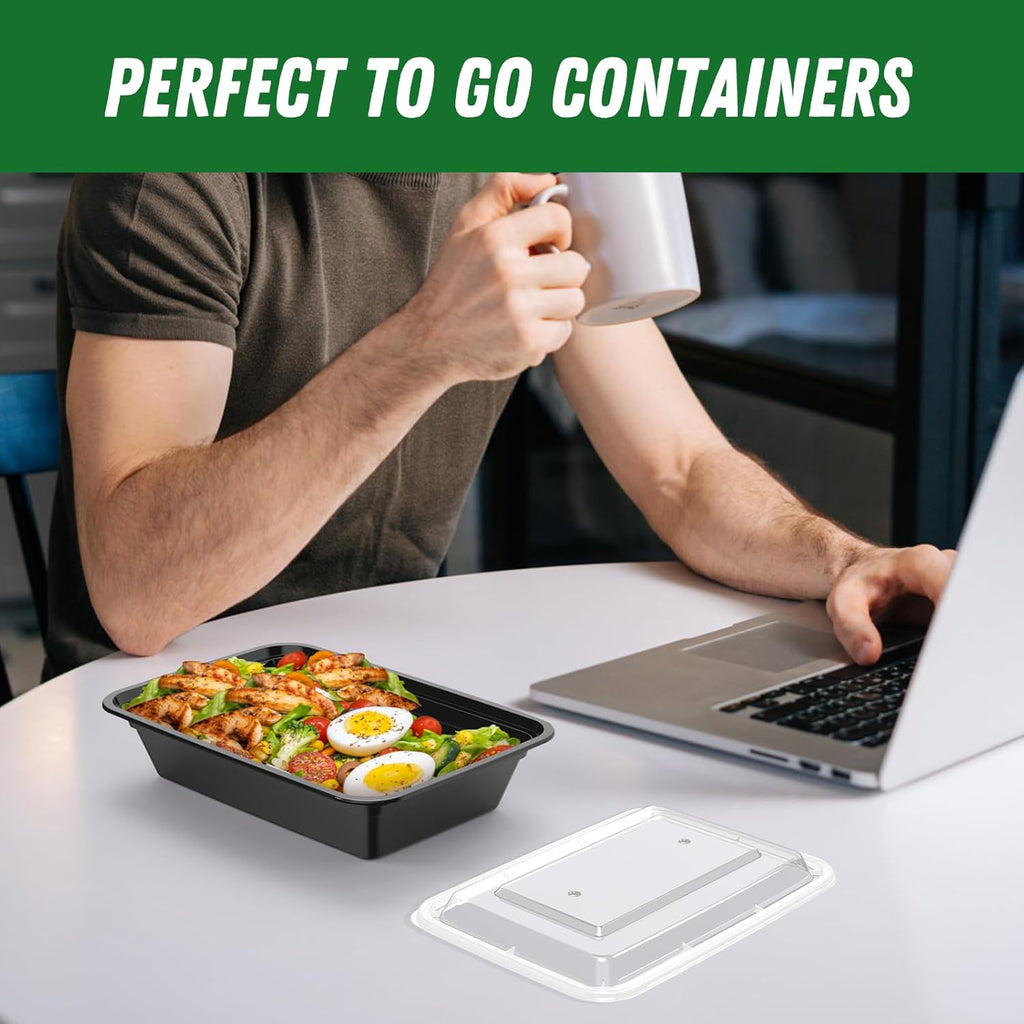 50 Pack (100-Piece) 32 oz Meal Prep Containers Reusable with Easy Open Lids