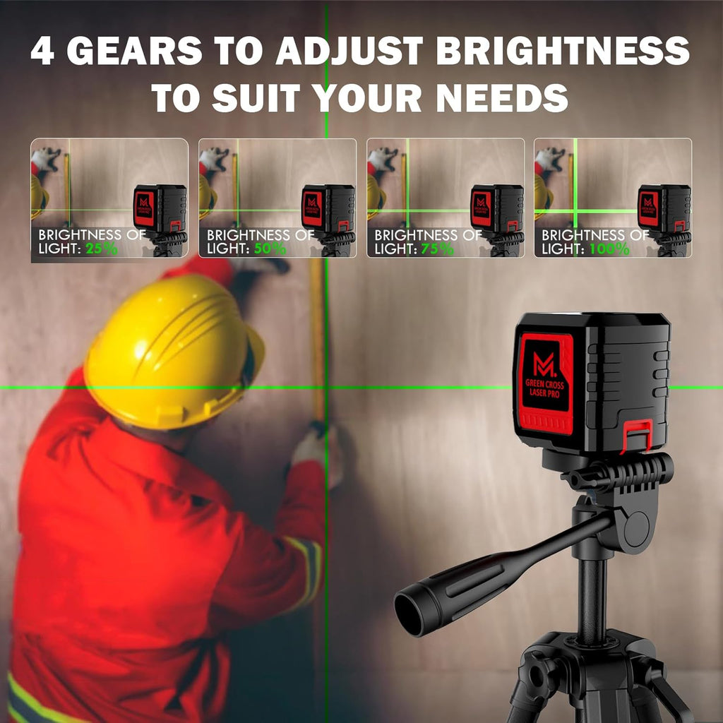Motovera Self Leveling Laser Level 100ft, Green Cross Line with Tripod, 4