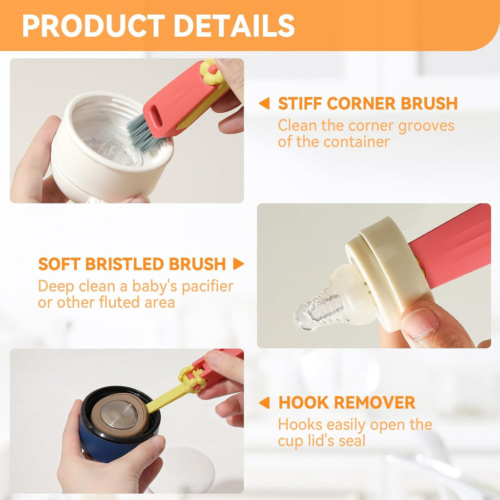 3 in 1 Cup Lid Gap Cleaning Brush Set, Multifunctional Bottle Cleaning Brush