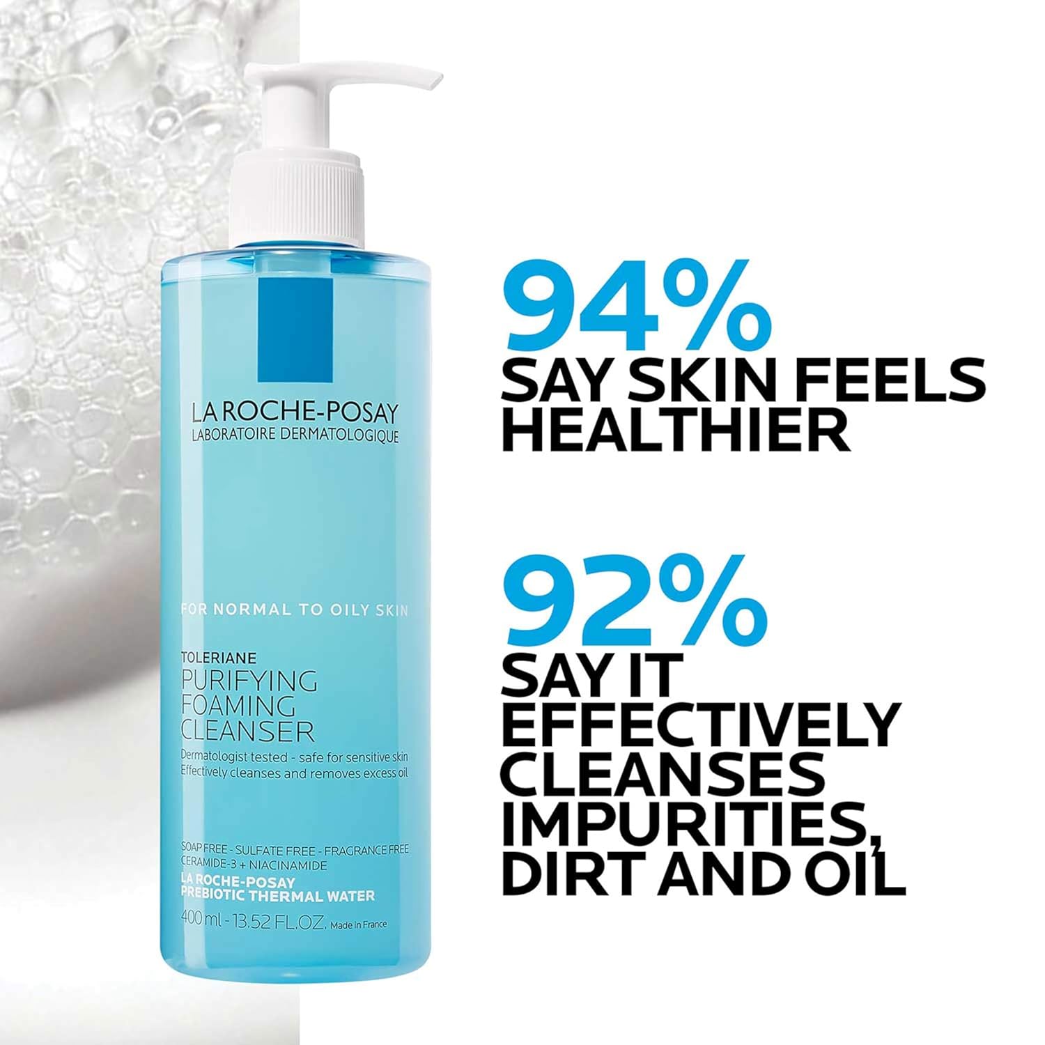 La Roche-Posay Toleriane Purifying Foaming Facial Cleanser, Oil Free Face