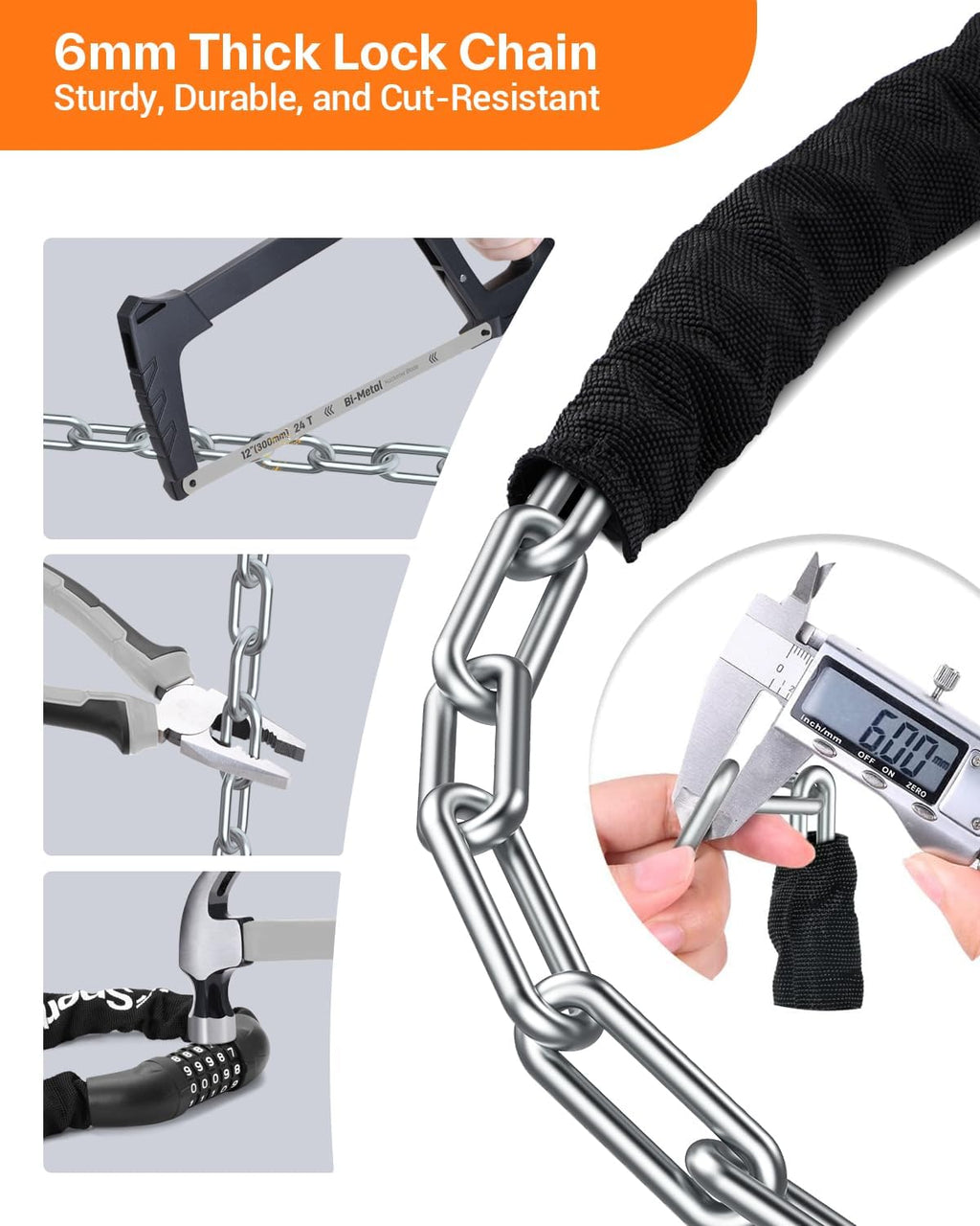 Sportneer Bike Lock: 5 Digit Combination High Security Anti Theft Bike Chain