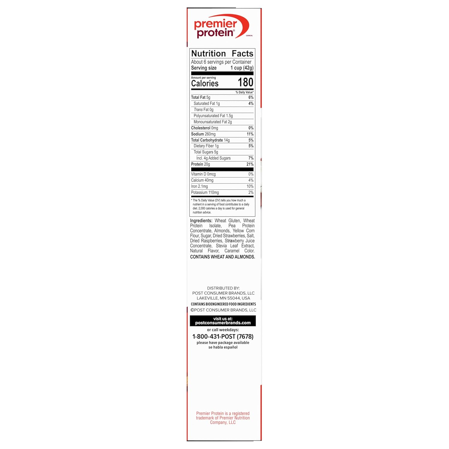 Premier Protein Mixed Berry Almond Cereal, Protein Cereal Flakes Mixed with