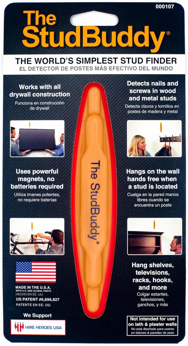 The Original StudBuddyå¨ Magnetic Stud Finder - Made in the USA - Easy to Use Stud Finder - No Batteries Required - Powerful Magnet Stud Finder - Stud Finder for Drywall and Wood