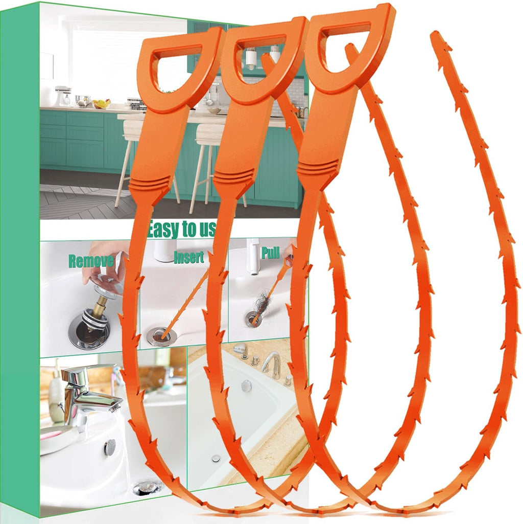 Drain Snake Hair Drain Clog Remover - 3 Pack Shower Snake Sink Unclogger Tool