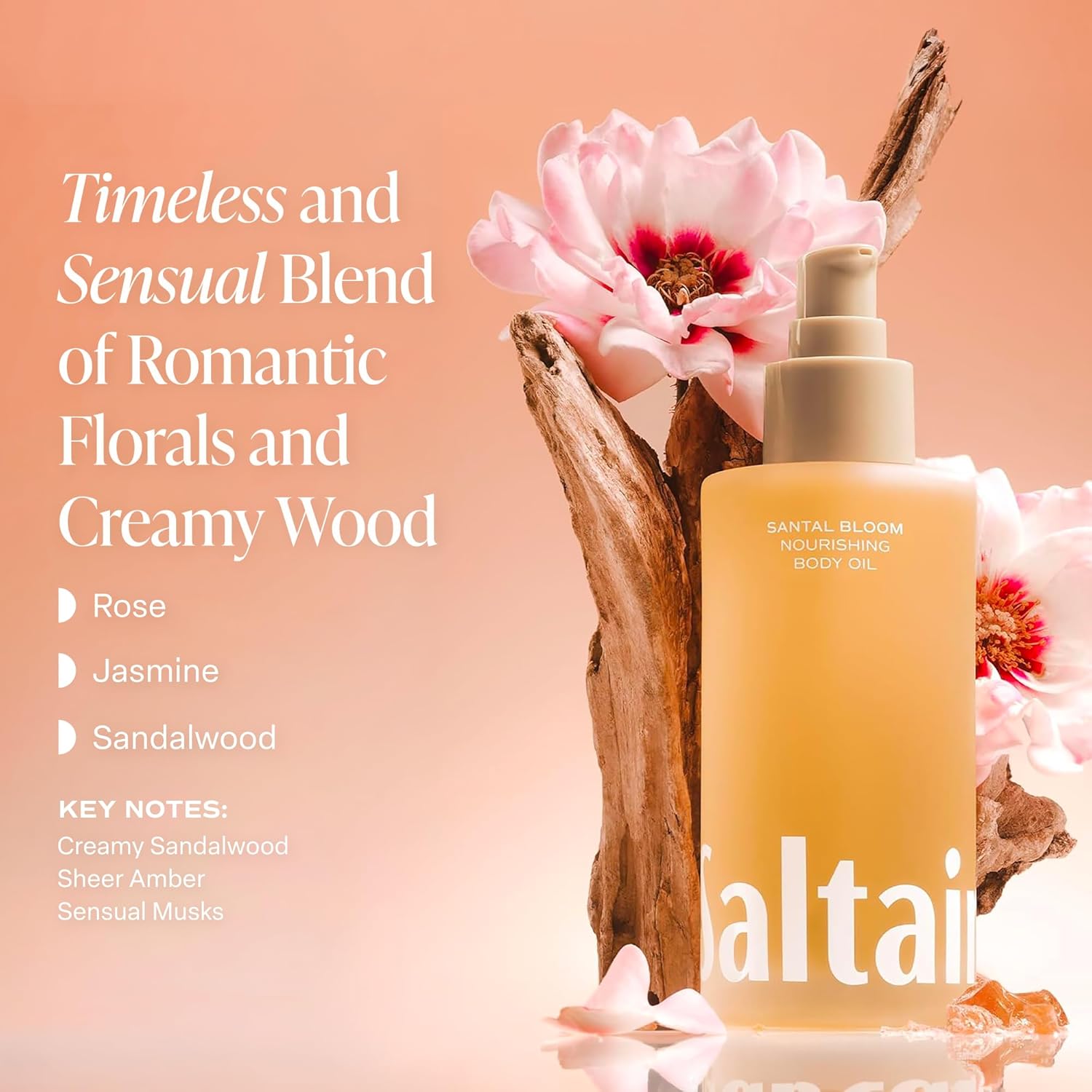 Saltair Body Oil - Luxurious Santal Bloom After Shower and Bath Oil for Women and Men. Botanical, Non-Greasy, Well-Absorbing Moisturizer for Hydrating Dry Skin ‰ÛÒ 4oz Pump Bottle