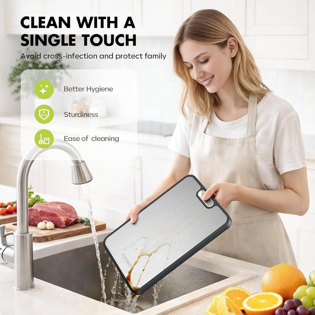 Sumzzz Titanium Cutting Board for Kitchen, Non Toxic 2-in-1 Cutting Board Double Sided Food Grade Pure Titanium, Knife Friendly Easy to Clean Large Size 15‰۝ÌÑ10.3‰۝