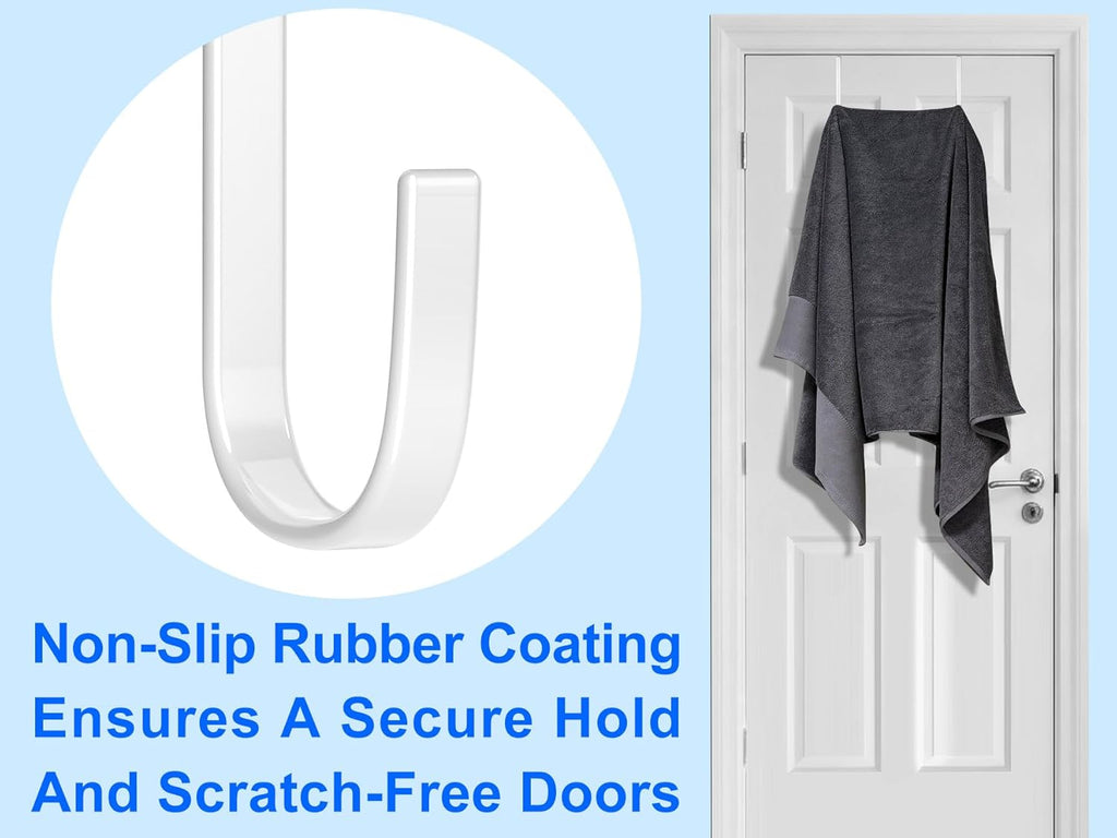 Mars-Rock Over the Door Hooks 4Pcs L=5.5" Fit 1 3/8" Door Steel with White