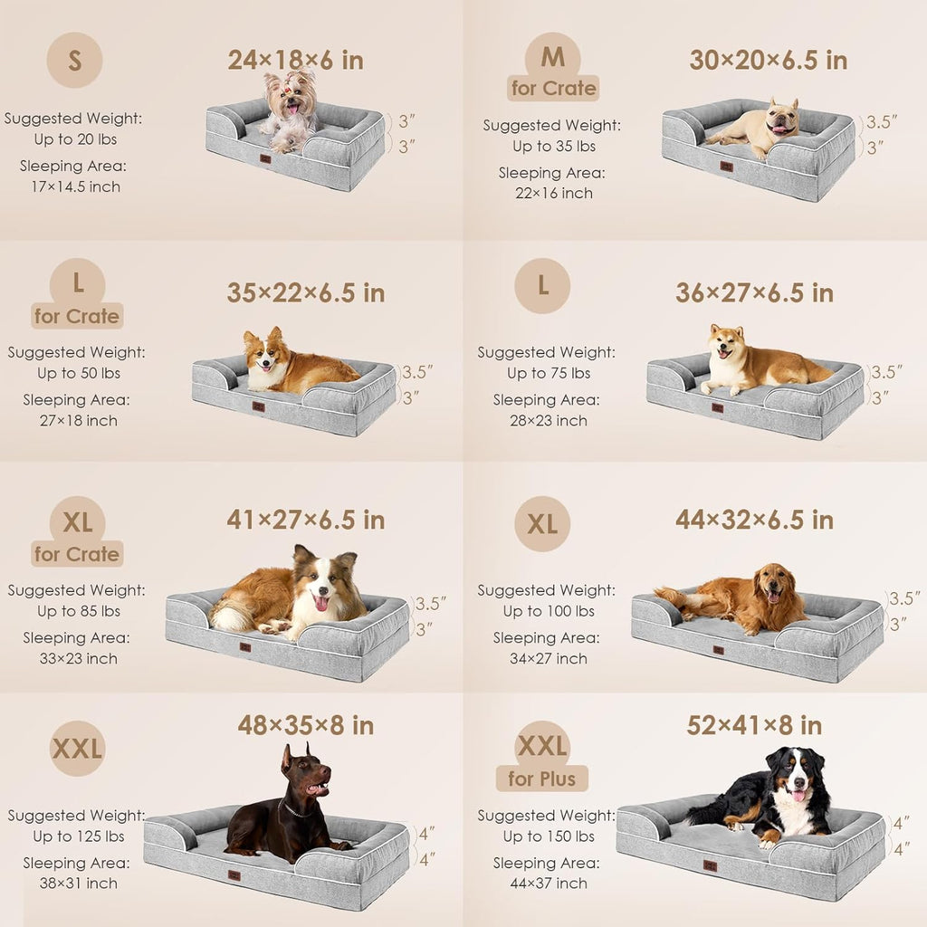 EHEYCIGA Orthopedic Dog Beds for Extra Large Dogs 44x32Inch, Waterproof