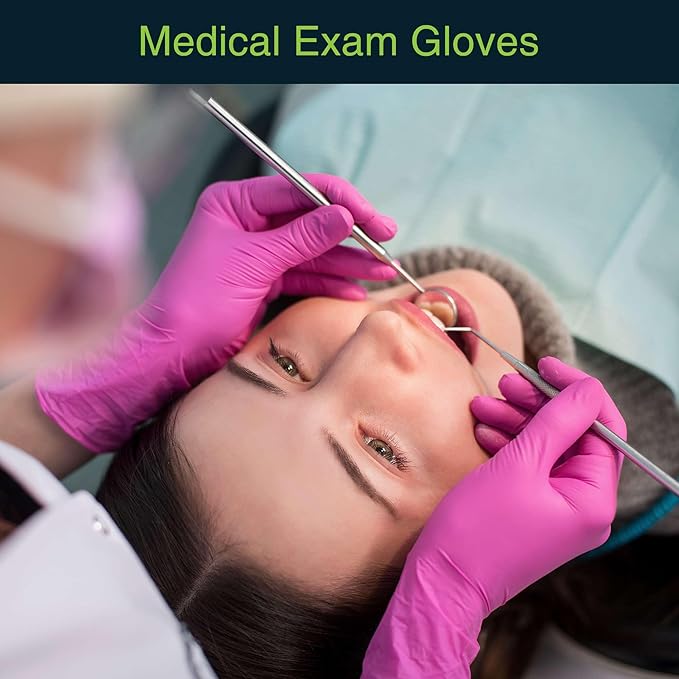 FifthPulse Fuchsia Hot Pink Nitrile Disposable Gloves - 3 Mil Nitrile
