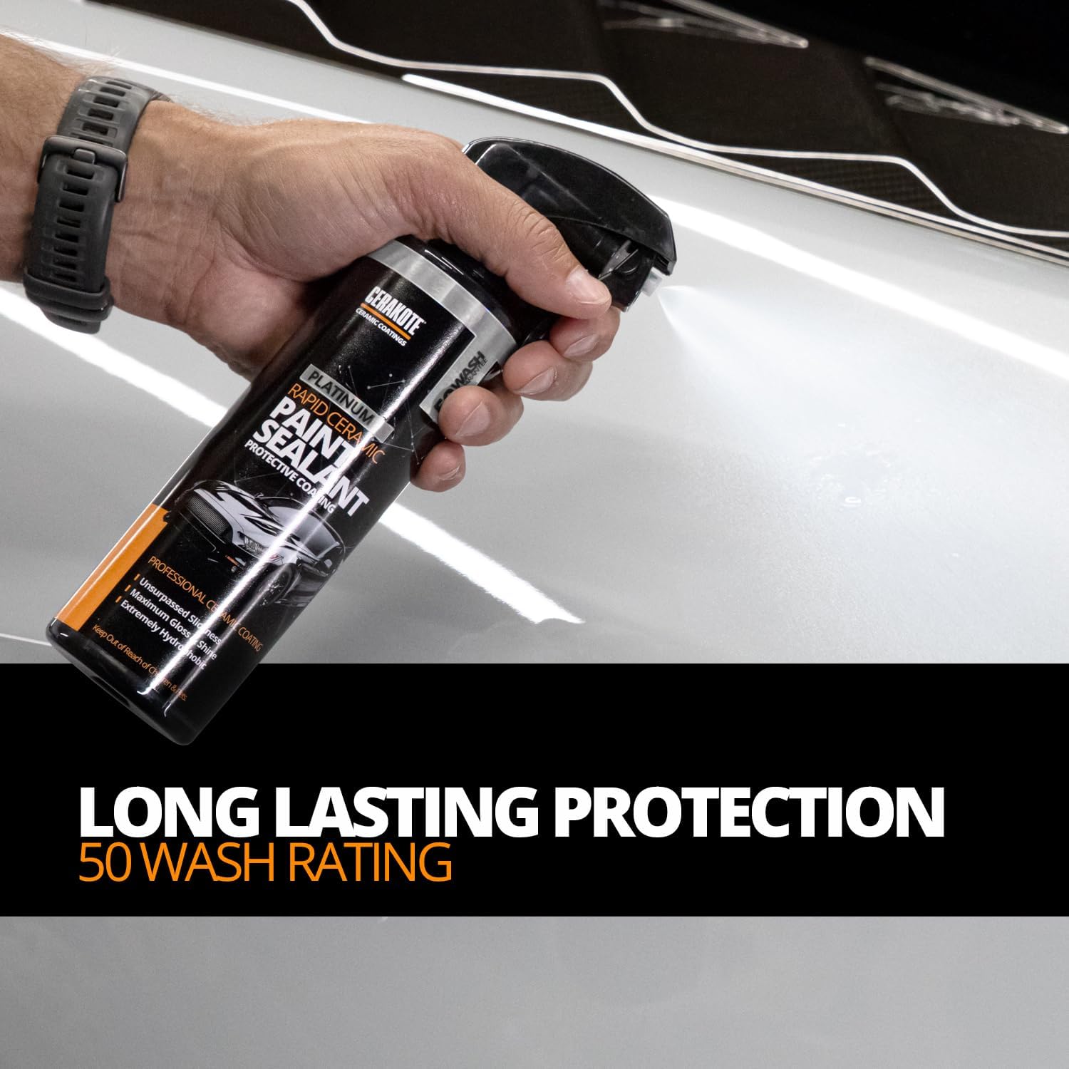 CERAKOTEå¨ Platinum Rapid Ceramic Paint Sealant Spray - 14 oz. - 50 Wash Rating - Maximum Gloss & Shine ‰ÛÒ Extremely Hydrophobic ‰ÛÒ Unmatched Slickness - Ceramic Spray Coating