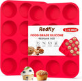 Redfly 2 Pack Silicone Muffin Pans for Baking & Cupcake Pan - 12 Cup Regular