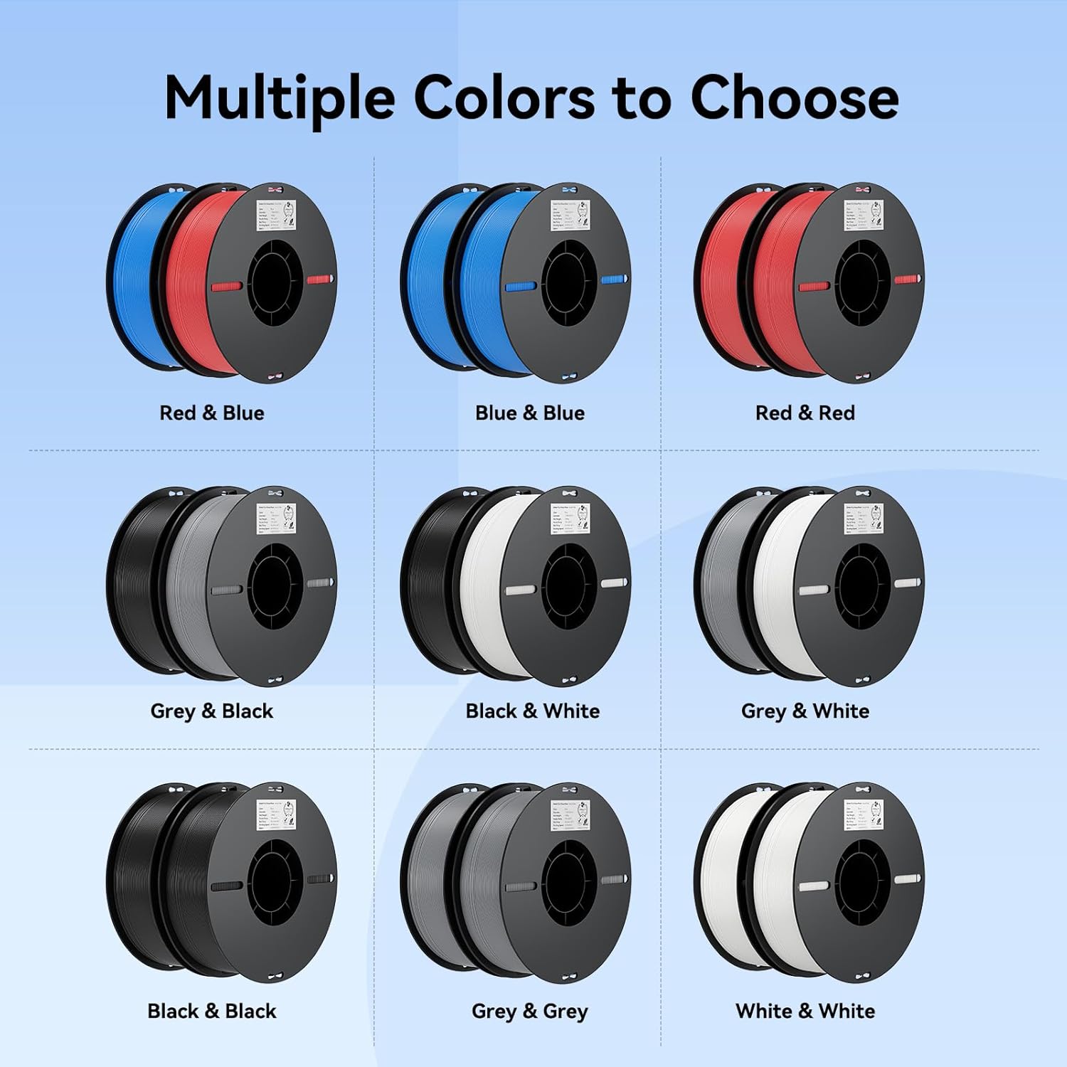 Creality 2kg Black & White PLA 1.75mm Filament Bundle for 3D Printing with