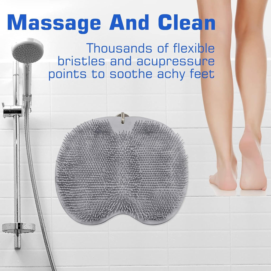Shower Foot Scrubber Mat Back Washer Exfoliating Bath Wash Pad Wall Mounted