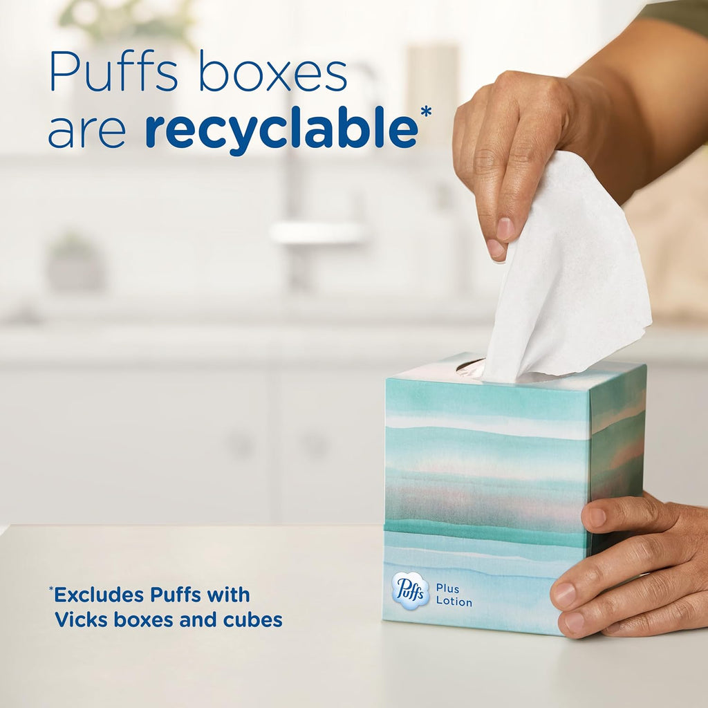 Puffs Plus Lotion Facial Tissues, 8 Family Boxes, 124 Facial Tissues per Box