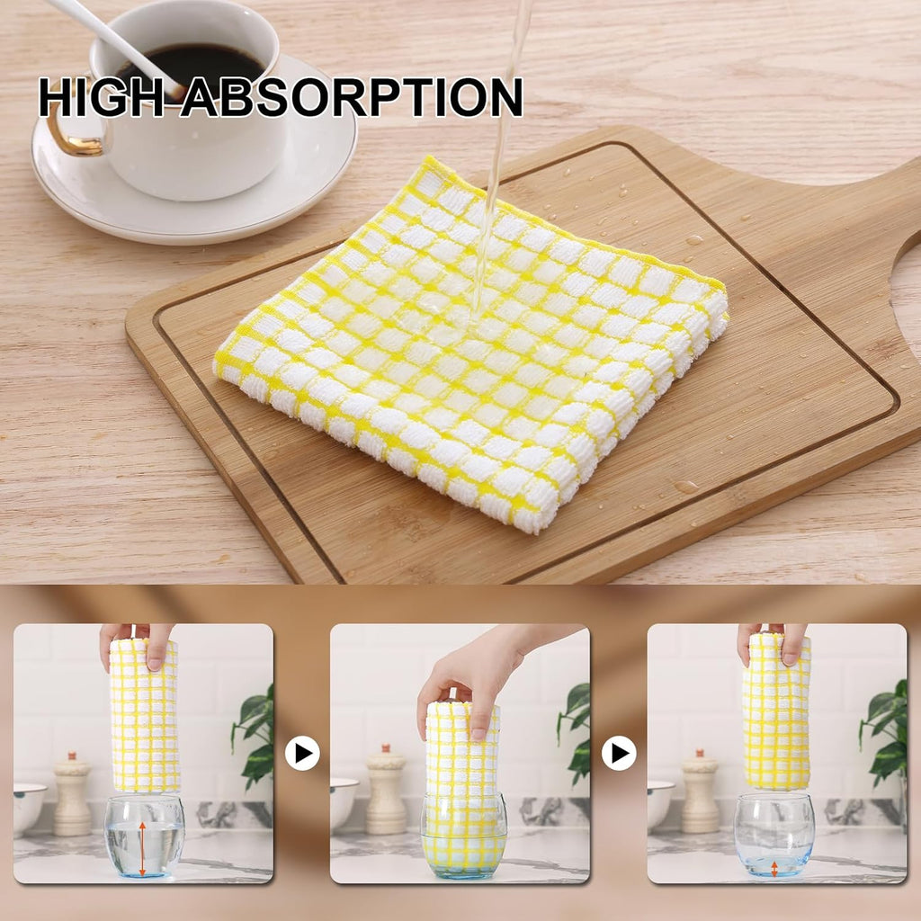 Kitinjoy Cotton 8 Pack Terry Kitchen Dish Cloths, 12 x 12 Inches Super Soft