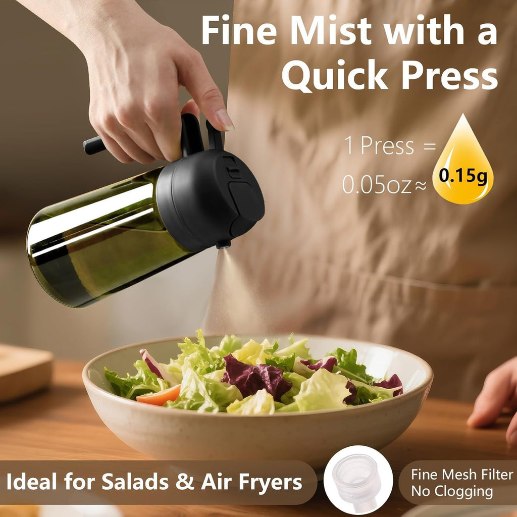 Olive Oil Sprayer for Cooking, 16oz/470ml Glass Light-Proof Oil Pourer for