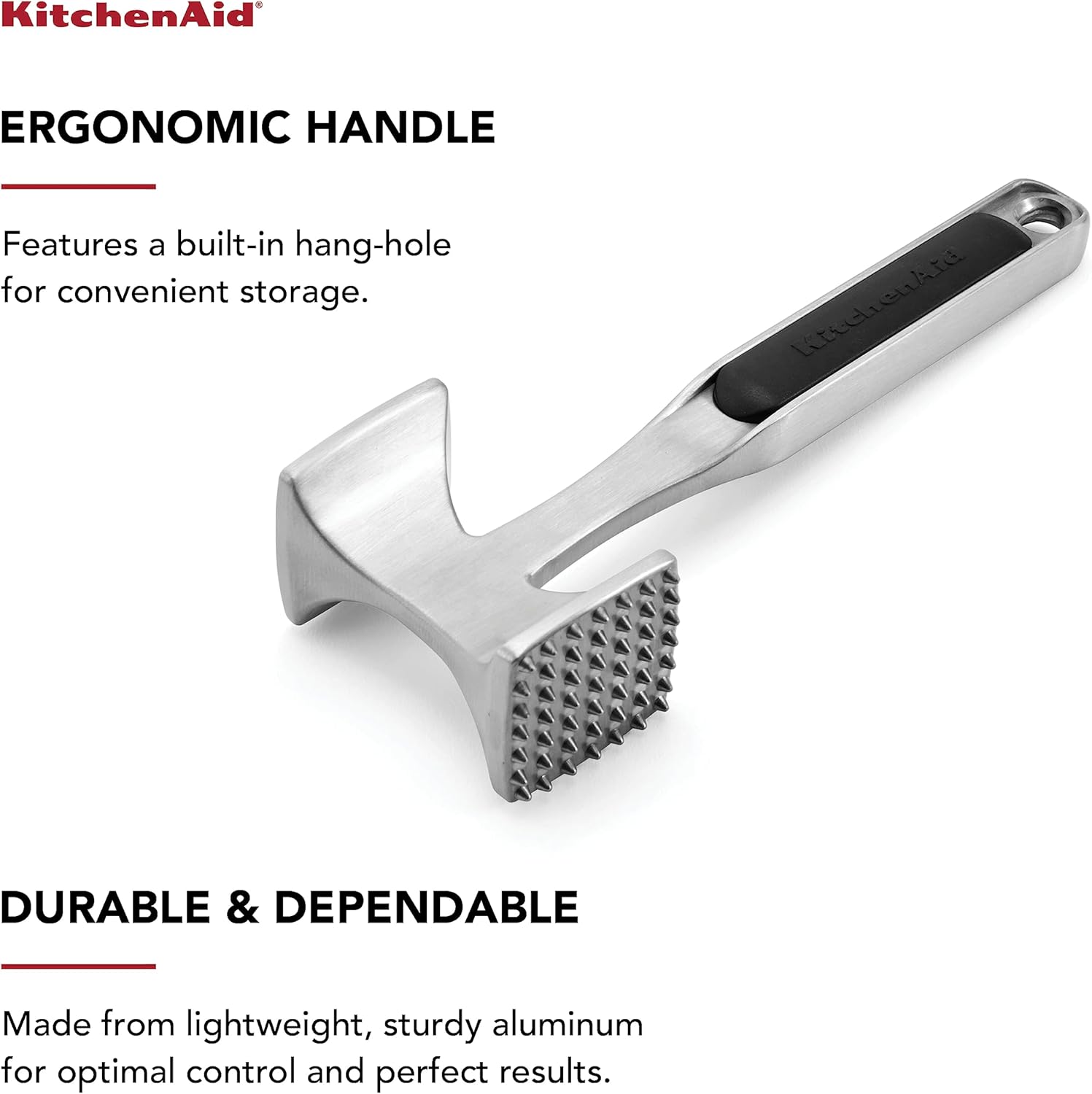 KitchenAid Gourmet Multi Sided Meat Tenderizer for Pounding Meats, Nuts
