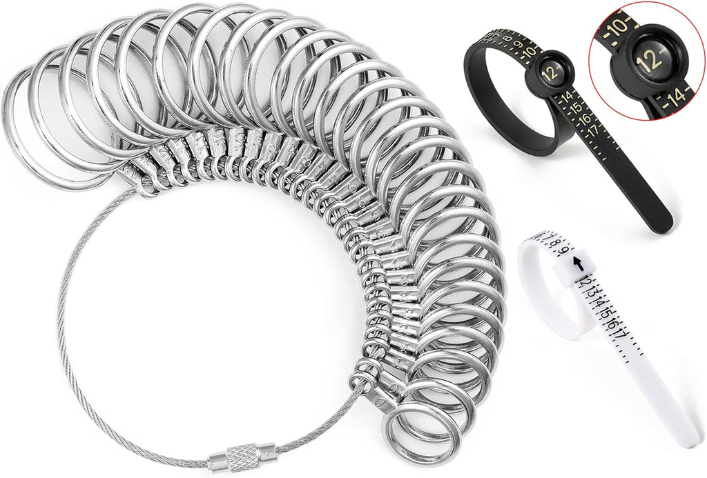 Bflaae Ring Sizer Measuring Tool Kit, 27 PCS Stainless Steel Measuring Ring