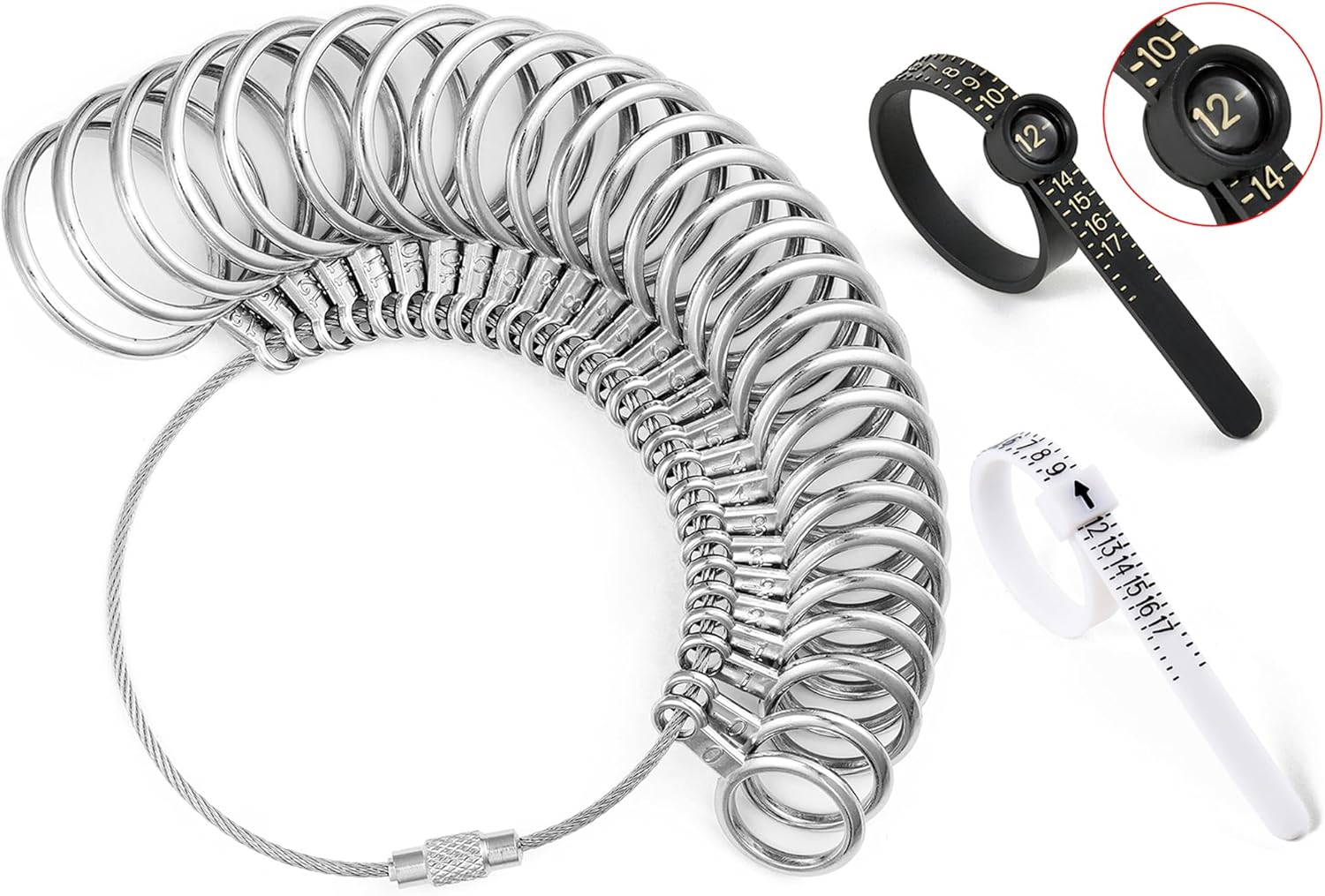 Bflaae Ring Sizer Measuring Tool Kit, 27 PCS Stainless Steel Measuring Ring
