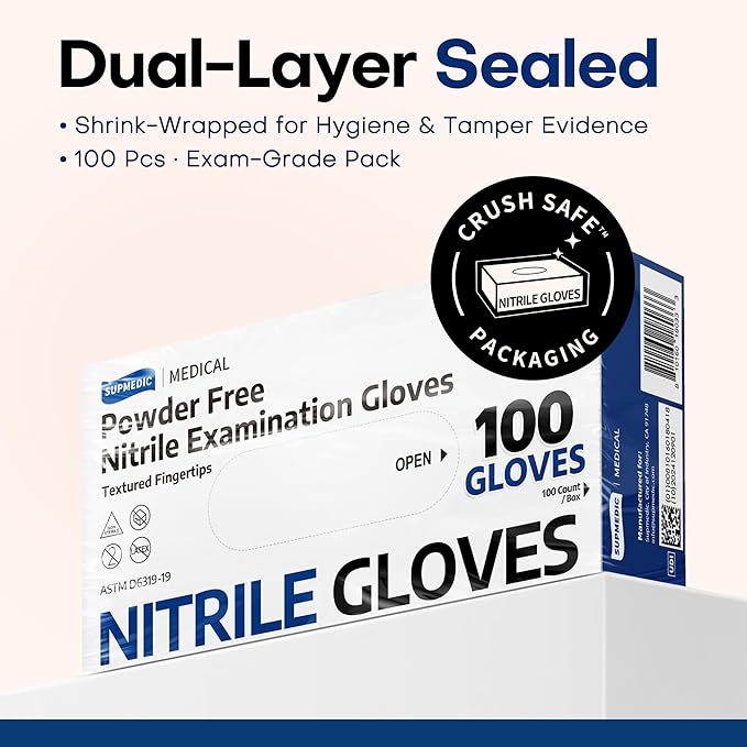 Supmedic Medical Soft Max‰ã¢ Black Nitrile Disposable Gloves, 100 Pcs