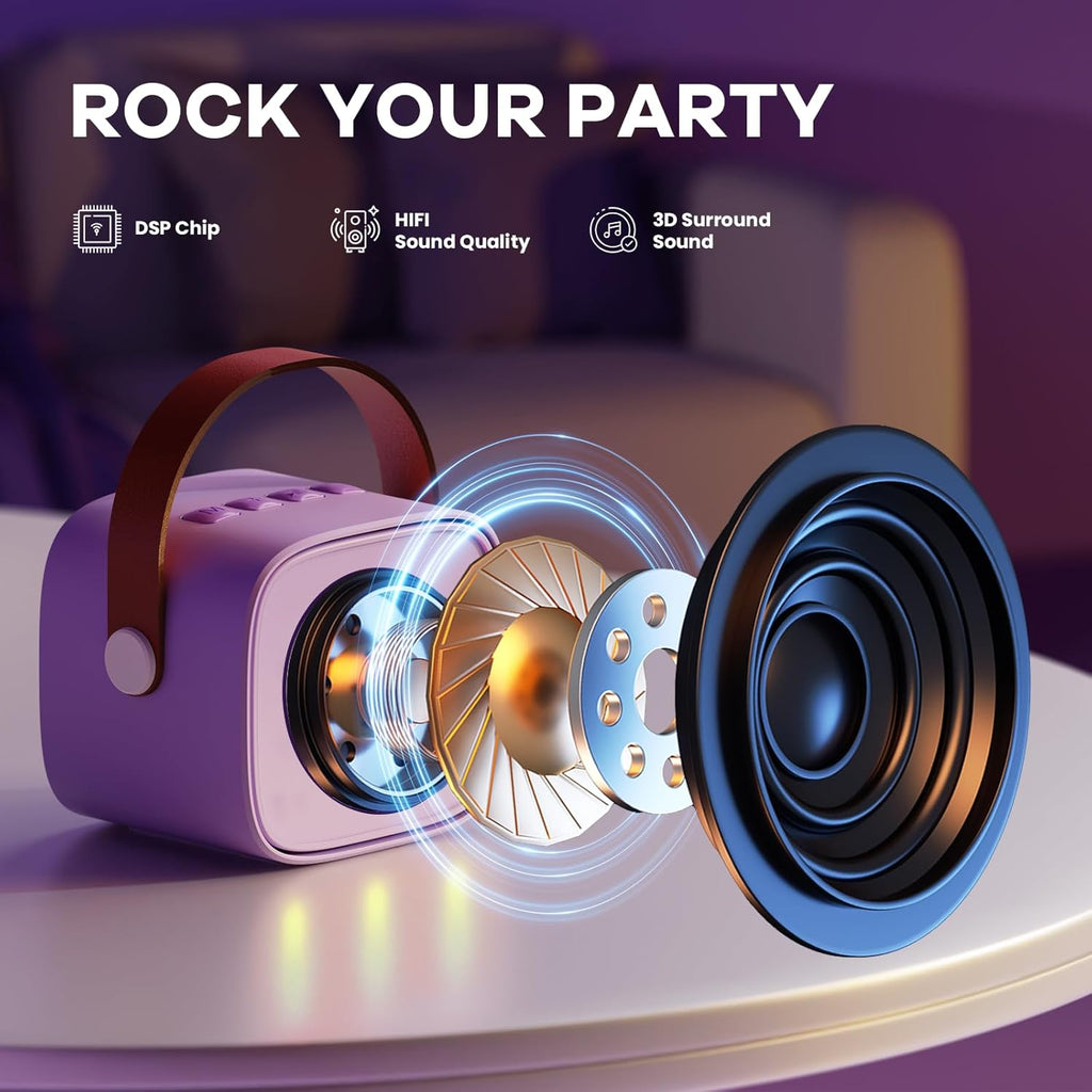 YLL Karaoke Machine for Kids, Portable Mini Speaker with 2 Wireless