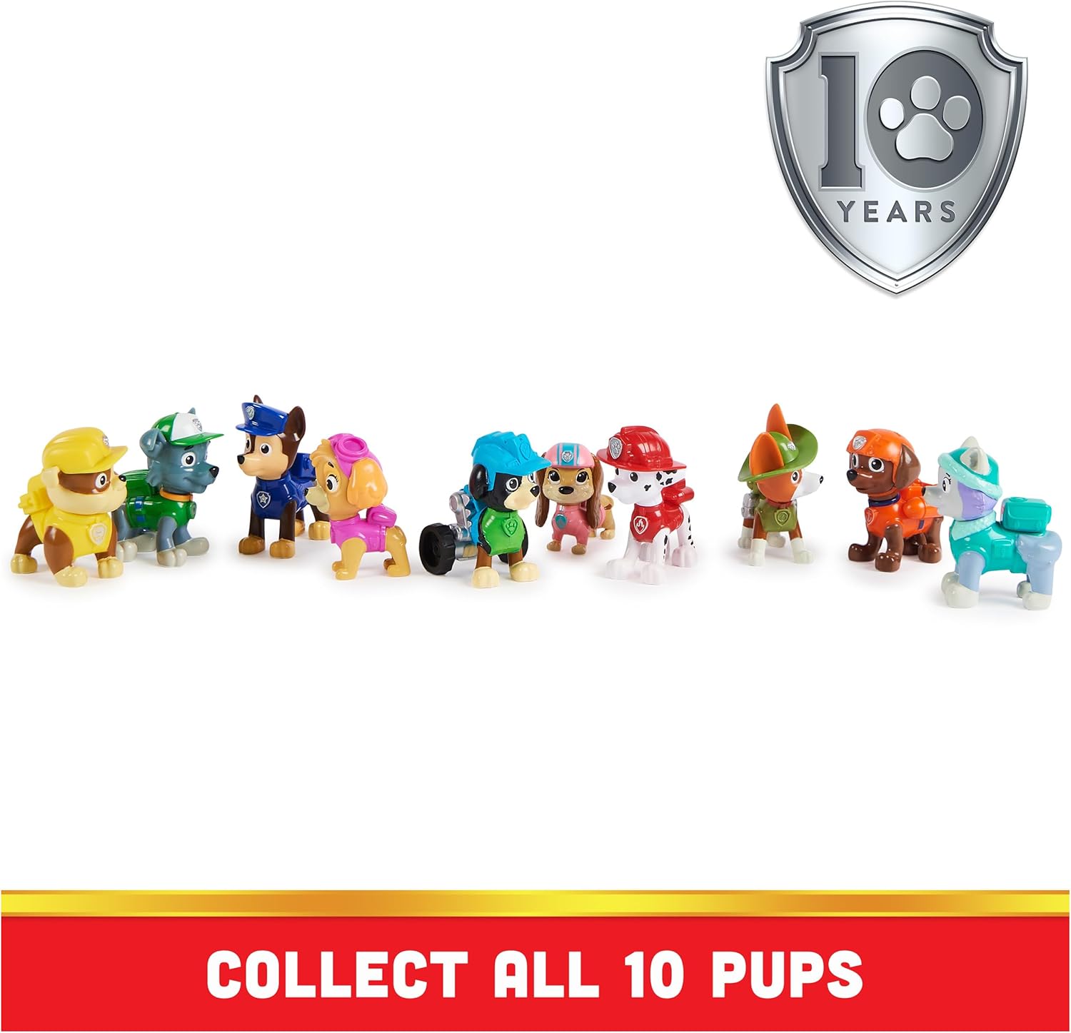 Paw Patrol, 10th Anniversary, All Paws On Deck Toy Figures Gift Pack with 10