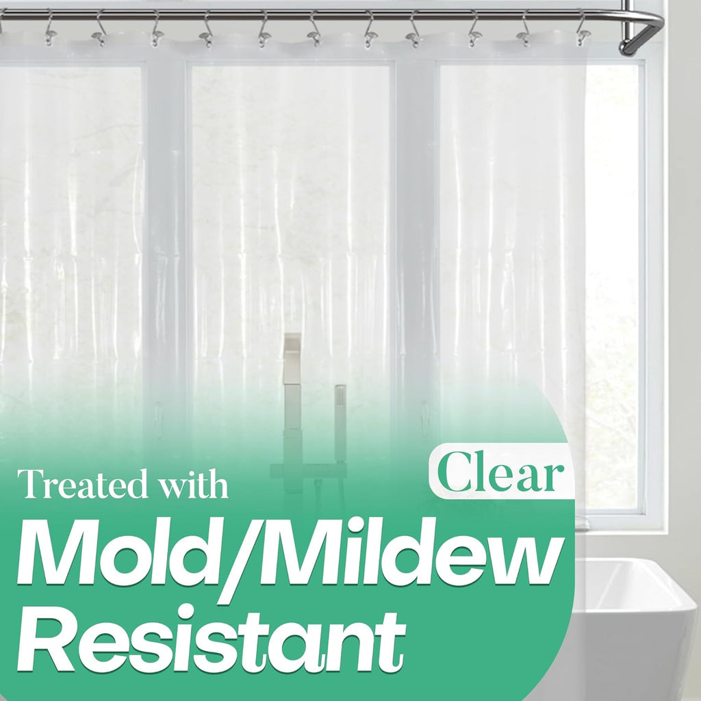 Mrs Awesome Clear Shower Curtain Liner with 3 Magnets, 72x72 Premium Flexible