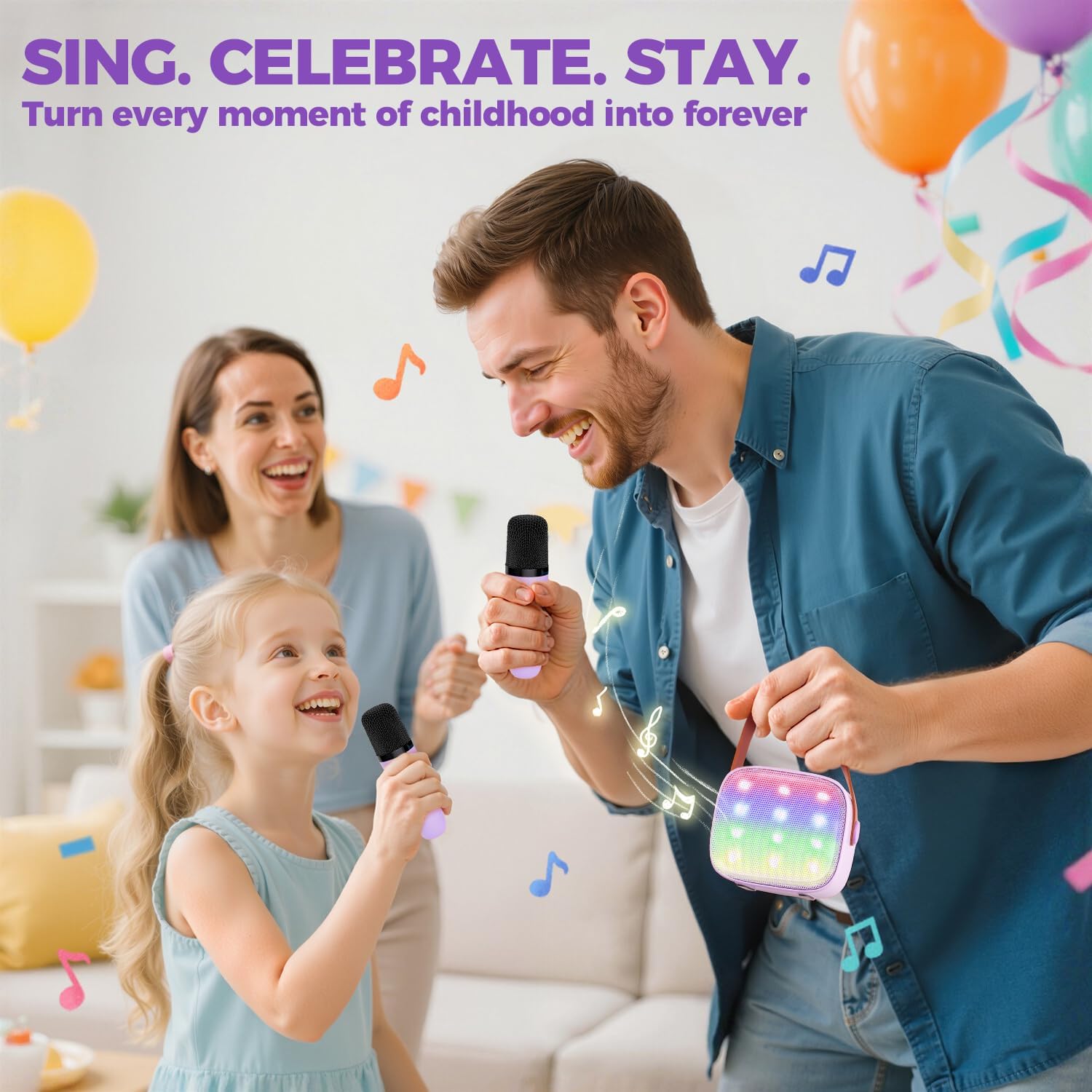 YLL Karaoke Machine for Kids, Portable Mini Speaker with 2 Wireless