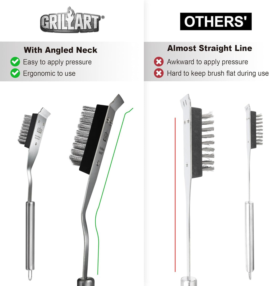 GRILLART Grill Brush and Scraper, Wire BBQ Grill Brush for Outdoor Grill, 16.5‰۝ Grill Cleaning Brush BBQ Grill Accessories, Safe Grill Cleaner Brush-Ideal Gift for Men/Dad BBQ Brush for Grill Cleaning