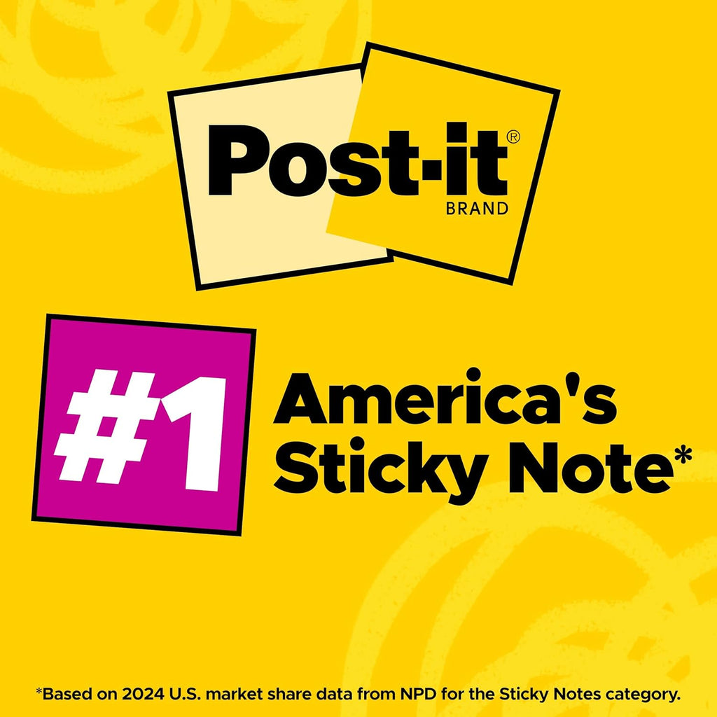 Post-it Super Sticky Notes, 24 Sticky Note Pads, 3 x 3 in., School Supplies