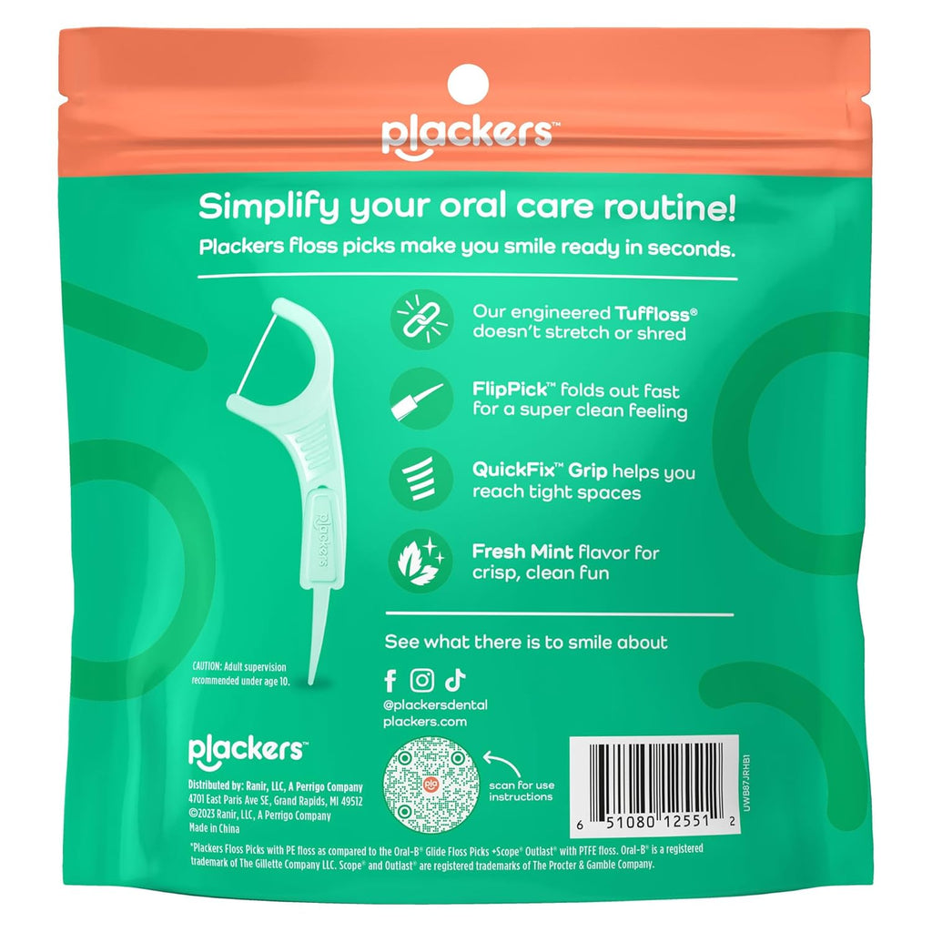 Plackers Micro Line Dental Floss Picks, Fold-Out FlipPick, Tuffloss, Easy