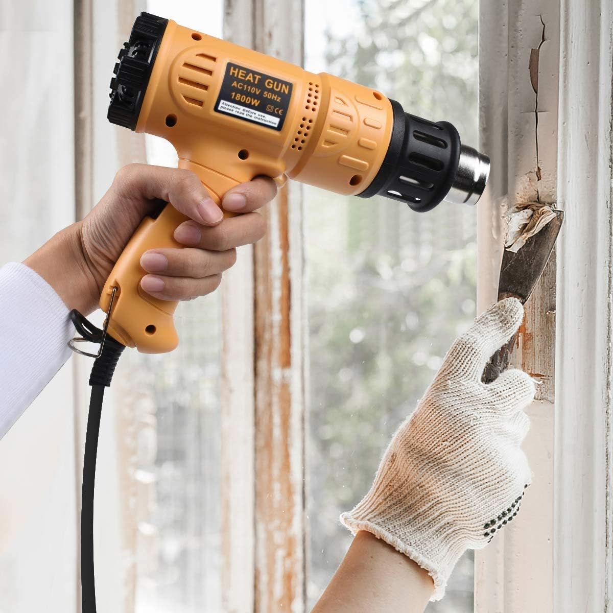 SEEKONE Heat Gun 1800W 122‰ãä-1202‰ãä•?ö50‰ãÄ- 650‰ãĕ?äFast Heating Heavy Duty Hot Air Gun Kit Variable Temperature Control Overheat Protection with 4 Nozzles for Crafts, Shrinking PVC, Stripping Paint(5.2FT)