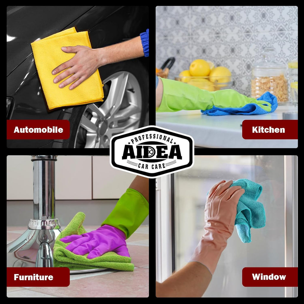 AIDEA Microfiber Cleaning Cloth, 50PK, Microfiber Towels for Cars, Premium Wash Cloths, Dusting Cloth Cleaning Rags, Absorbent Towels for SUVs, House, Kitchen, Window, Cleaning Supplies12ÌÑ12"