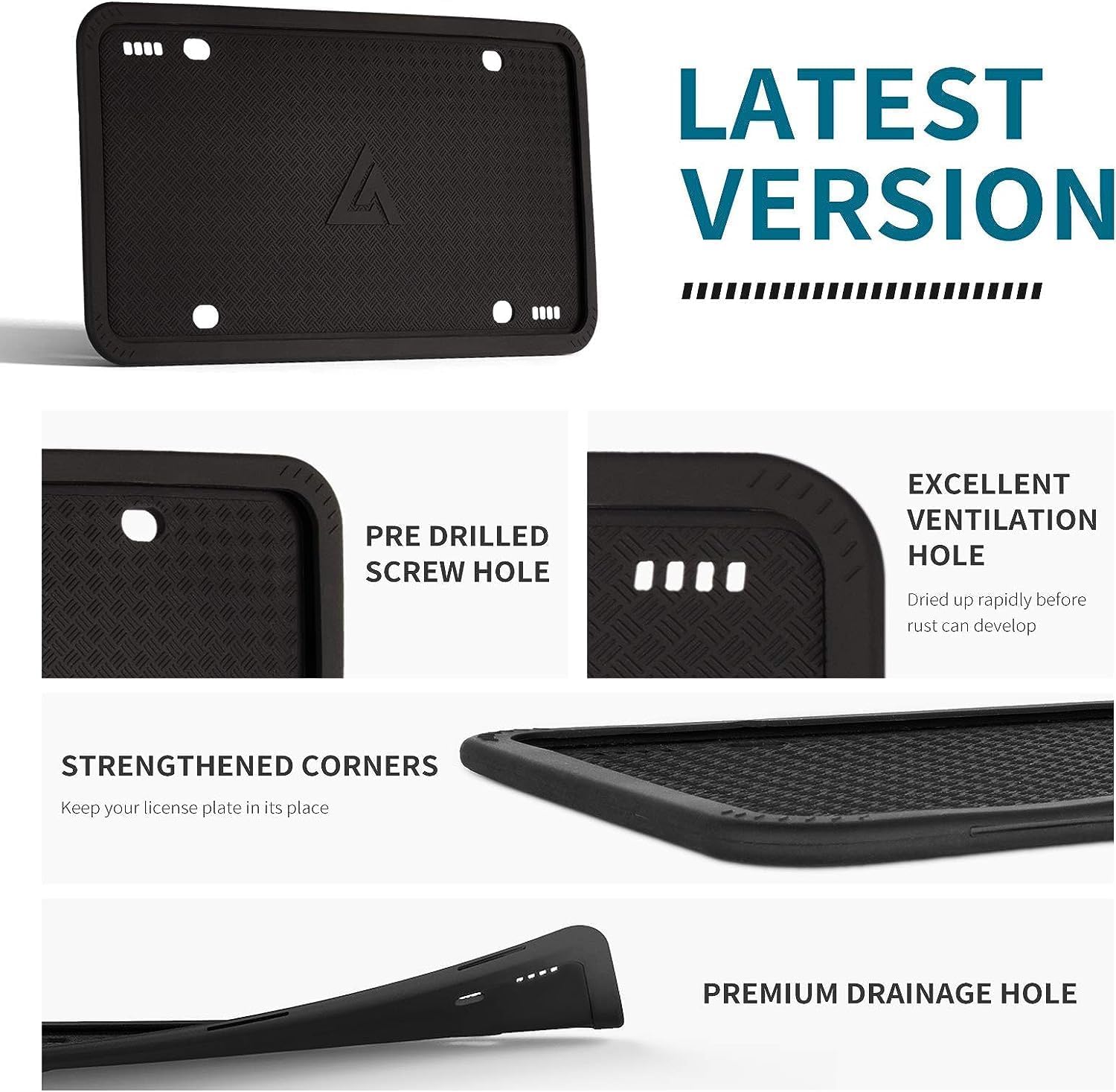 Aujen Silicone License Plate Frames Black, 2 Pack Car License Plate Frame