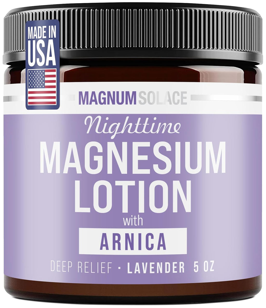 Magnum Solace Nighttime Magnesium Lotion with Arnica ‰ÛÒ Highly Concentrated Magnesium for Muscles & Joints ‰ÛÒ Apply to Legs or Feet Before Bed ‰ÛÒ Skin-Friendly