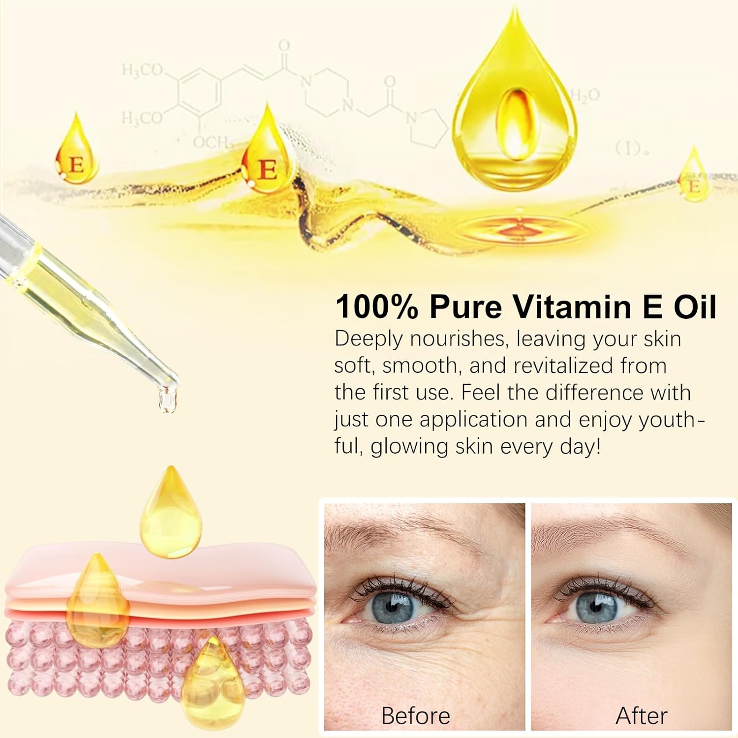 flasture Vitamin E Oil 75,000 IU ‰ÛÒ 100% Pure Natural Vitamin E for Skin, Face, Hair, Scars ‰ÛÒ Deep Moisturizing Body Oil for Dry Skin, Wrinkles ‰ÛÒ Cold-Pressed, Non-GMO,Skincare ‰ÛÒ 2 Fl Oz