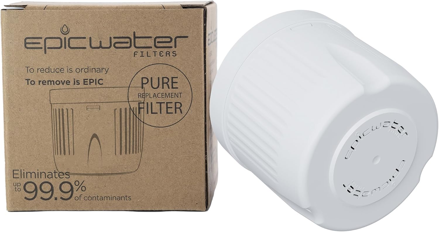 Epic Water Filters Pure REPLACEMENT Compatible with Epic Pure Water Pitcher/Removes Fluoride, Lead, Forever Chemicals, Heavy Metals, Industrial Pollutants/Filters 100 Gallons (1, Pure Standard)