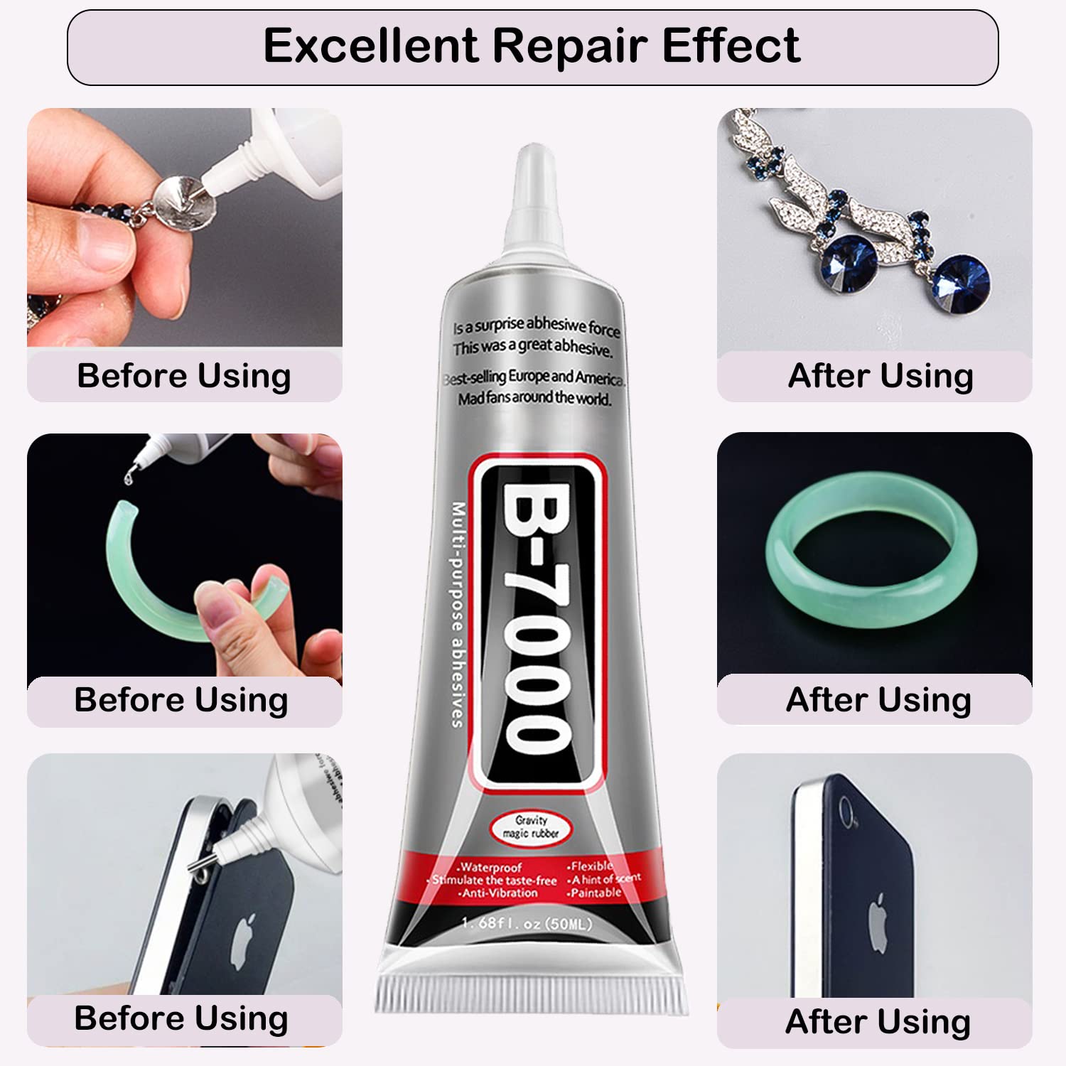 B7000 Jewelry Glue for Making, FITTDYHE 1PCS 50ML/1.69 fl oz Clear Adhesive