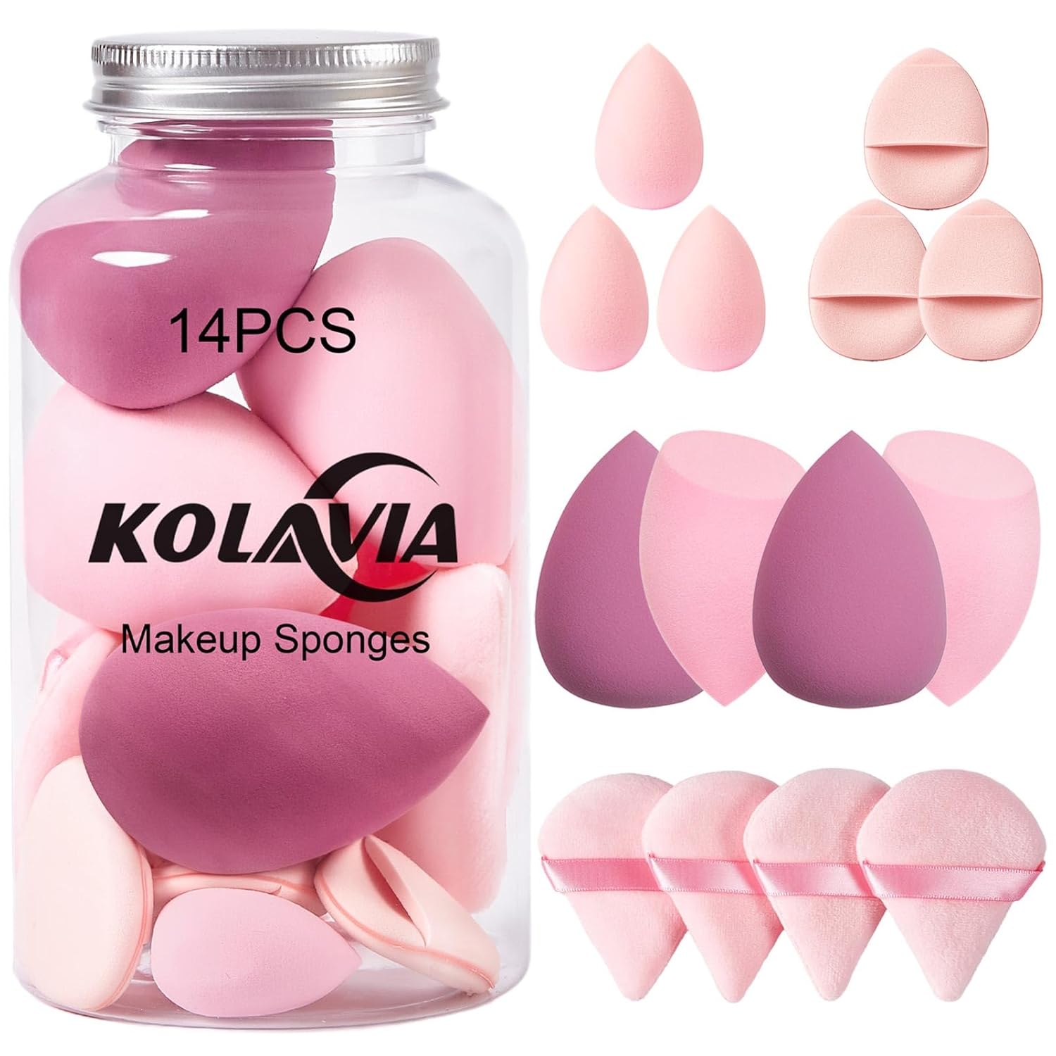 14PCS Makeup Sponge Set, Beauty Blender Sponge for Foundation Blending with