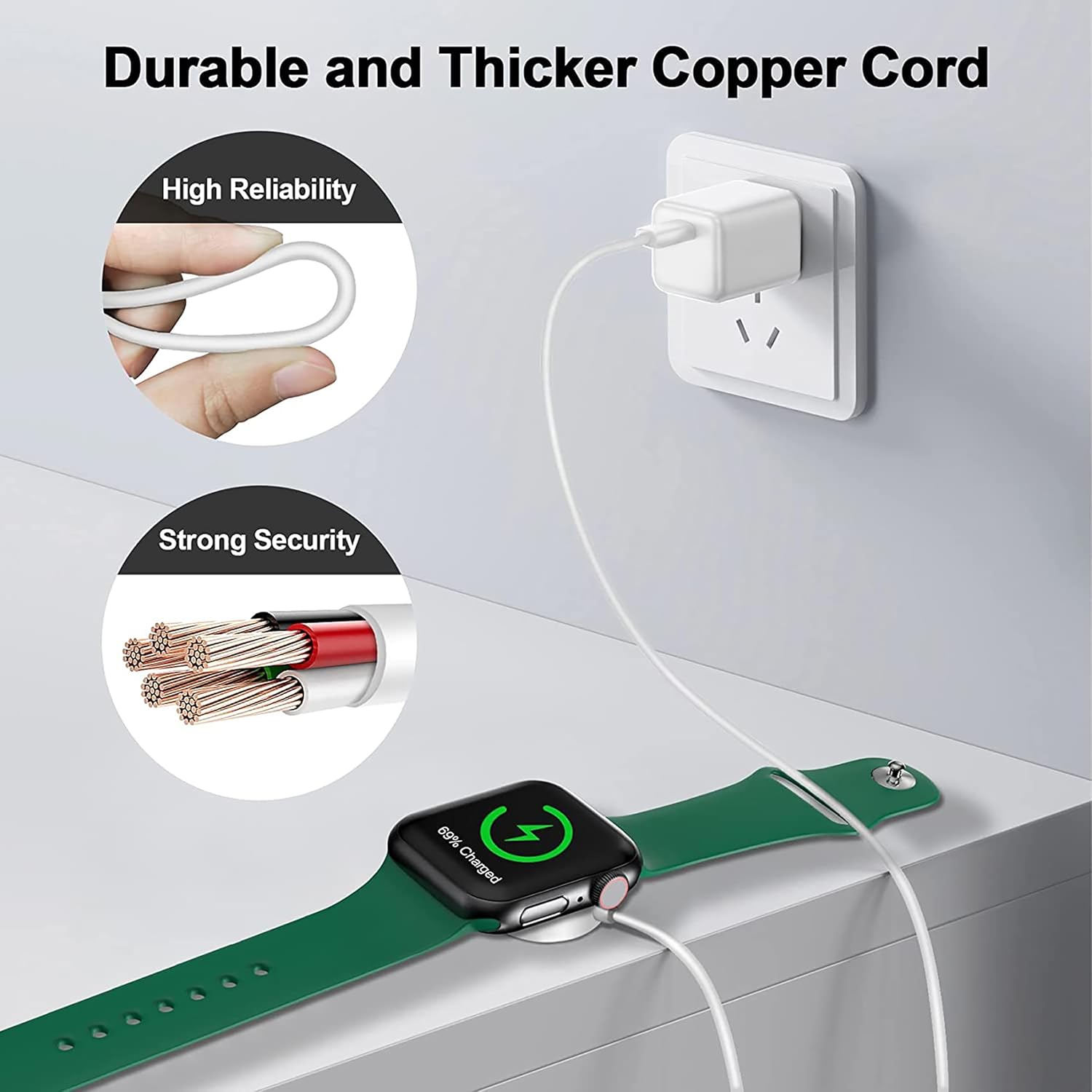 ?�ِ?�Ù??�ِ?�ÙÓ ?��Ó?��©?��Ê?��Ç?��??���?��??��� Magnetic Charging Cable for Apple Watch Charger,[USB C Port] Wireless Charging Cable Compatible with iWatch Series Ultra/10/9/8/7/6/SE/SE2/5/4/3/2[3.3FT/1M]-White