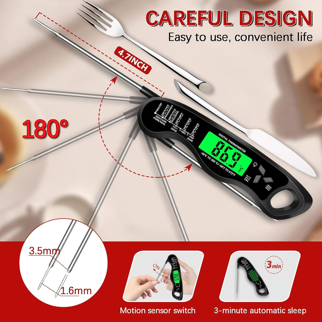Meat Thermometer Digital•?ÎIP67 Waterproof Cooking Thermometer with Backlight, Calibration & Hold Function•?ÎFood Thermometer for Cooking,Outdoor Grilling